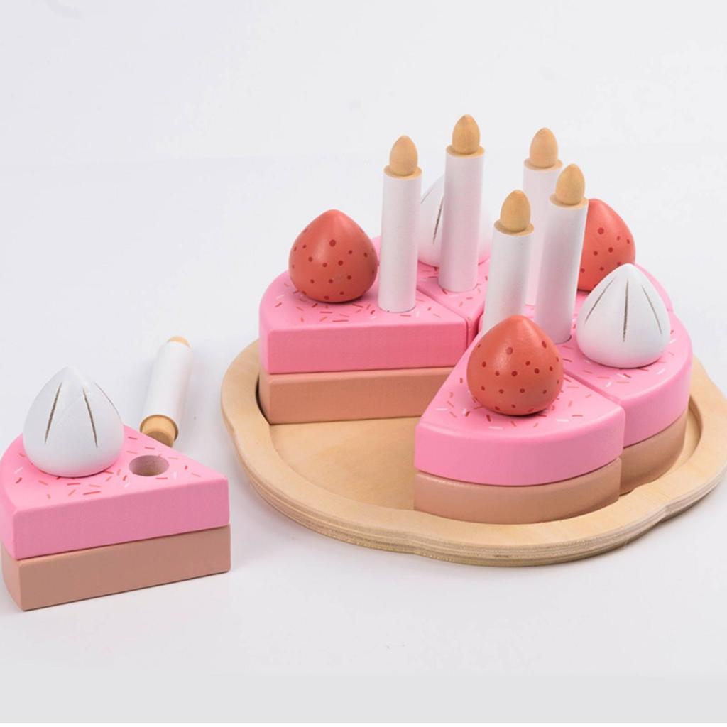 Play Food Two-Layer Pretend Birthday Cake Toy Hand-Eye Coordination for Toddlers