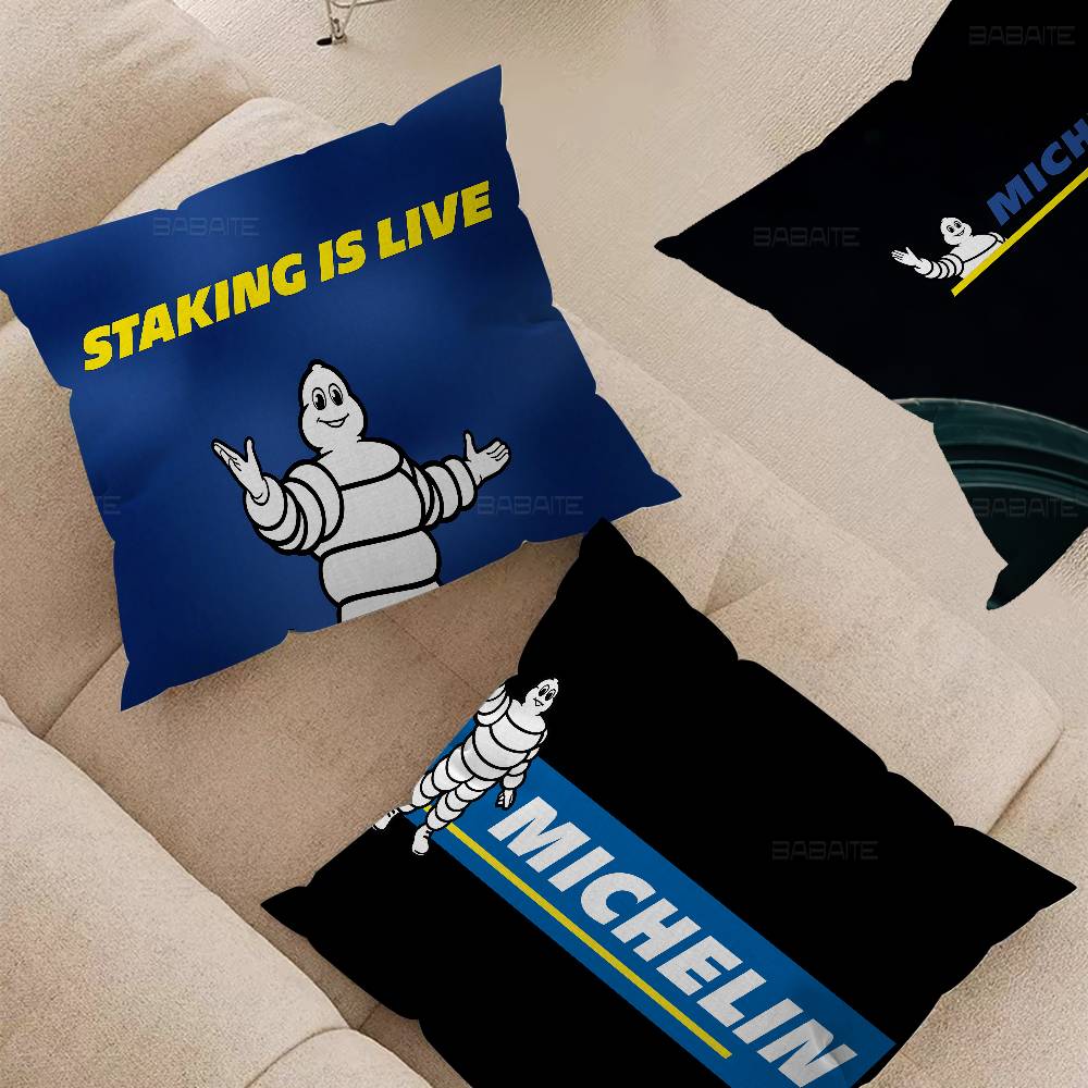 M-Michelins Logo Pillow Cover for Bedroom Room and Living Room Sofa Decorative Cushion Cover
