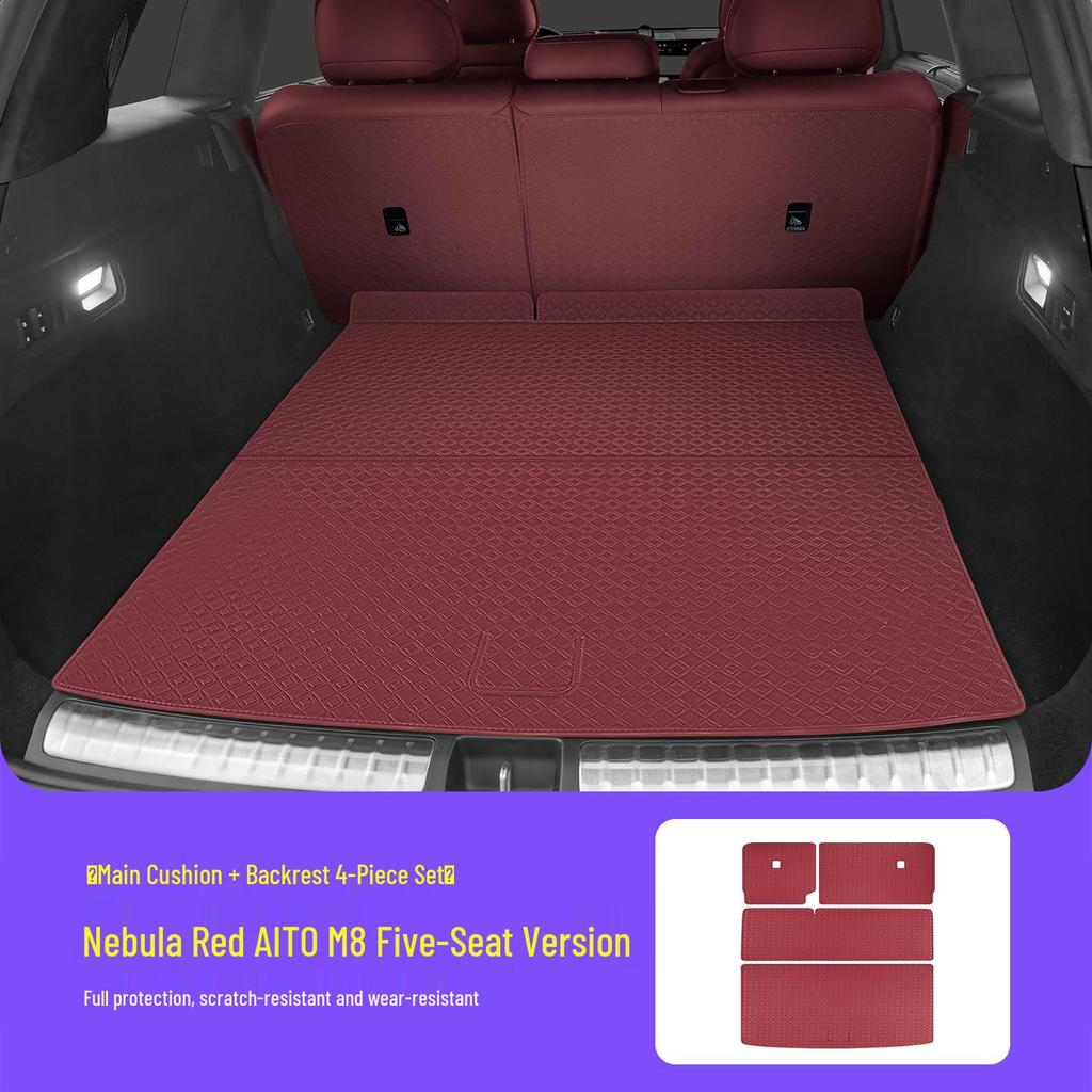 AITO M8 Trunk Mat: 3D Leather Protective Cover with Full Coverage, Tail Box Mat Decoration Accessory.