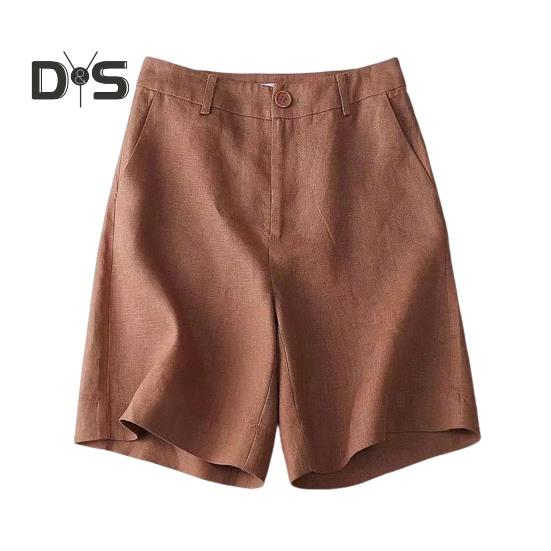 

Женские шорты с высокой талией, застежкой-молнией, повседневные короткие брюки с карманами, однотонные, свободного кроя, длиной до колена L кирпич красный