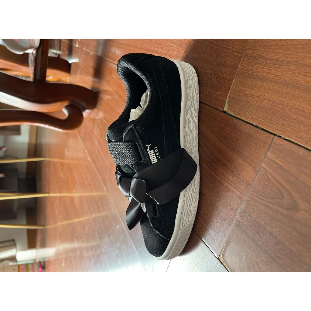 Puma Suede Heart Balance Lightweight Low-Top Kids Skate Shoes Kids Sneakers Black White 365009-03