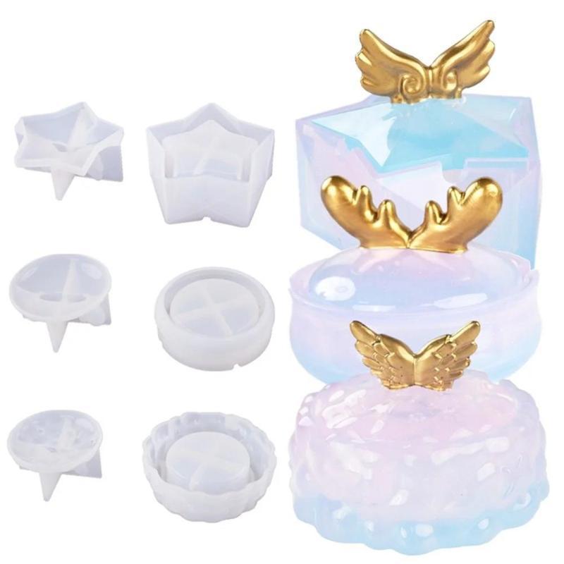 DIY Elch Aufbewahrungsbox Spiegel Silikonform Wolken Sterne Aschenbecher Kristall Epoxidharz Form mit Deckel Flügel Geweih