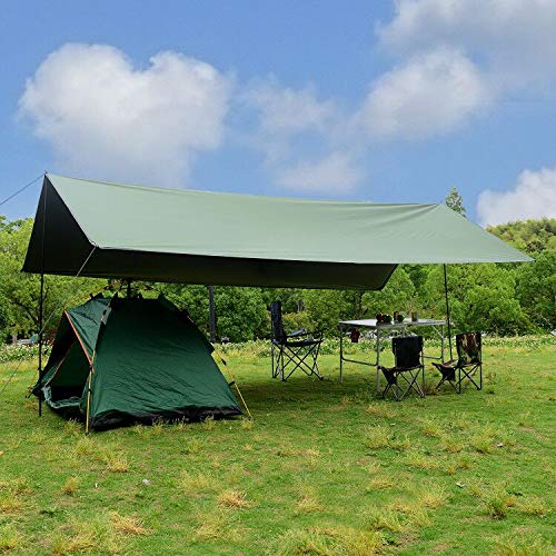 Extra Large Camping Awning Tent, Outdoor Waterproof, Rainproof, Fishing Sunshade, UV Protection, Beach Sunshade (Green, 3*3m)