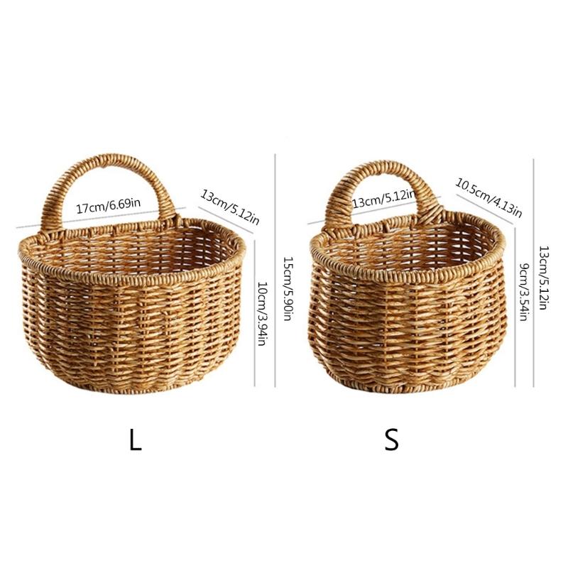 Handwoven Storage Basket with Handle Multifunction Collection Supplies for Dormitory Bedroom Sundries Organization