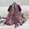 Silk Scarf Folral Women Summer Hijab  Luxury Print Sunscreen Shawl Wraps Bandana Ladies Head Scarves Large Foulard Echarpe