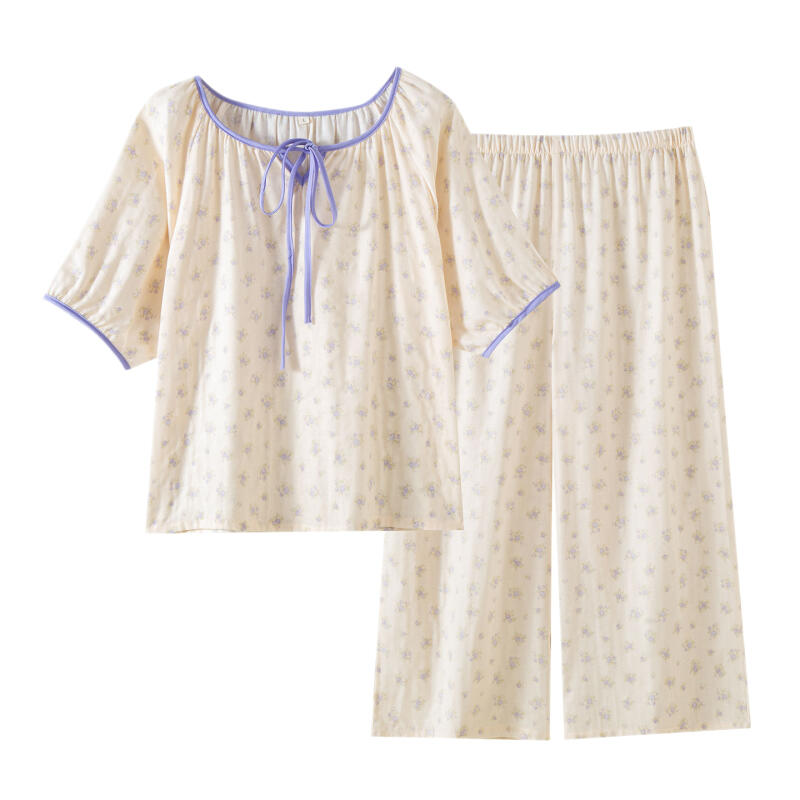 Summer Women's Pajama Ladies' Pajamas Set Short Sleeves+Long Pants Pajamas Spring Sleepwear Homewear Girl's Nightwear