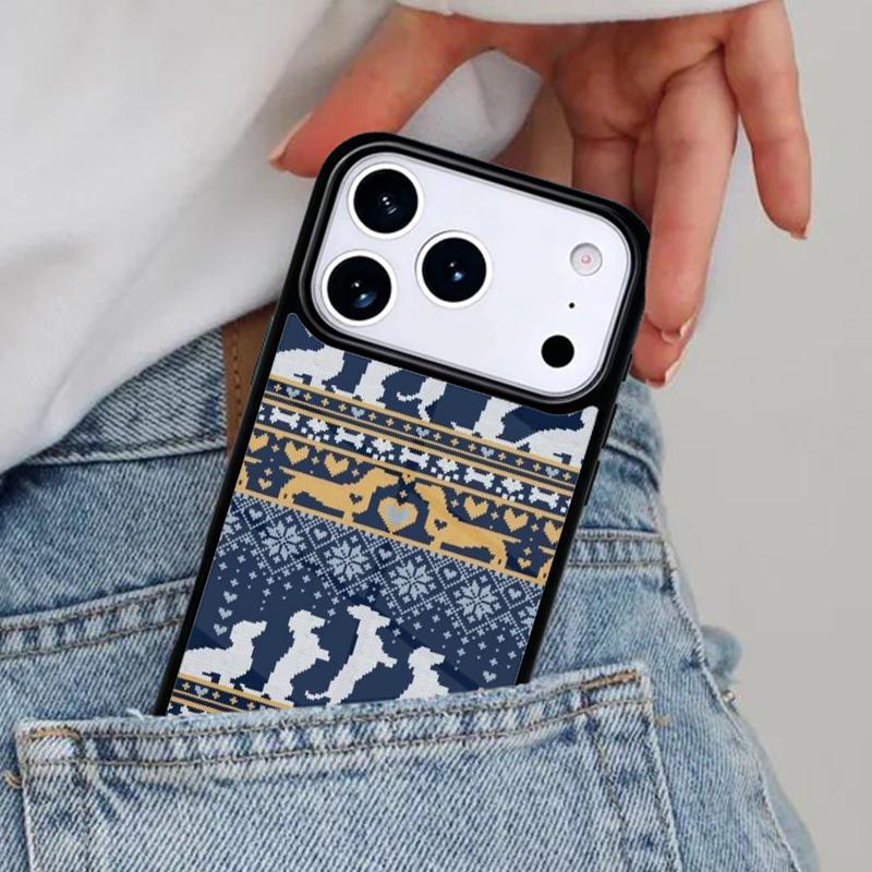Dachshunds Christmas Sweater Phone Case for iPhone 16e 15 14 13 12 17 Pro Max Plus Air 17pro Cover Coque