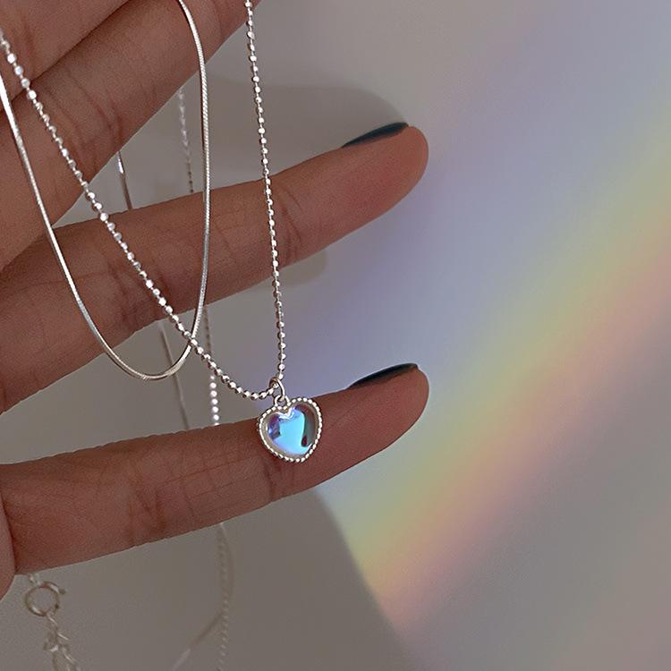 Elevate your summer style with the "Moonlight Dazzle Heart Pendant Necklace" - a chic Qixi gift perfect for your girlfriend.