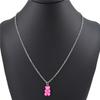 Handmade Gradient Color Candy 7 Color Cute Judy Cartoon Bear Charm Necklace for Women Girl Jewelry Gift
