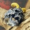 Vintage Punk Stainless Steel Skull Rings For Men Gothic Punk Exaggerated Gold Color Goat Skull Ring Hiphop Rock Biker Jewelry