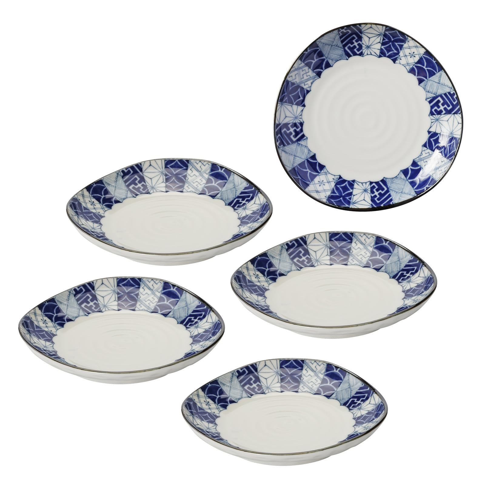 Тарелки и набор мелких тарелок Мино-яки, примерно 16 см, для микроволновой печи и посудомоечной машины, изготовлены из тарелок, 5, диаметр, безопасные, Aishozui, Япония, 506-17 синий