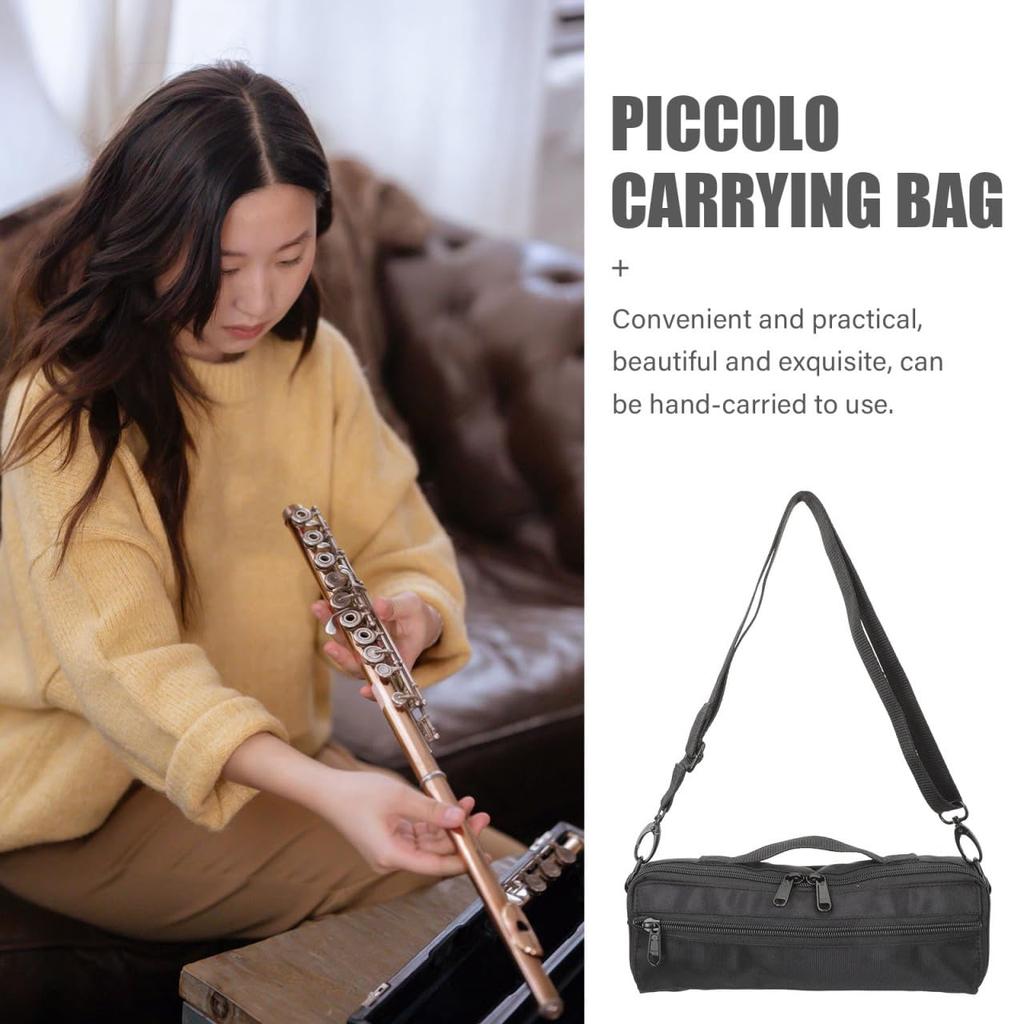 NOLITOY Piccolo Bag Flute Case Hard Shell Protective Case with Adjustable Straps Musical Instrument Storage Bag Lightweight Durable Black