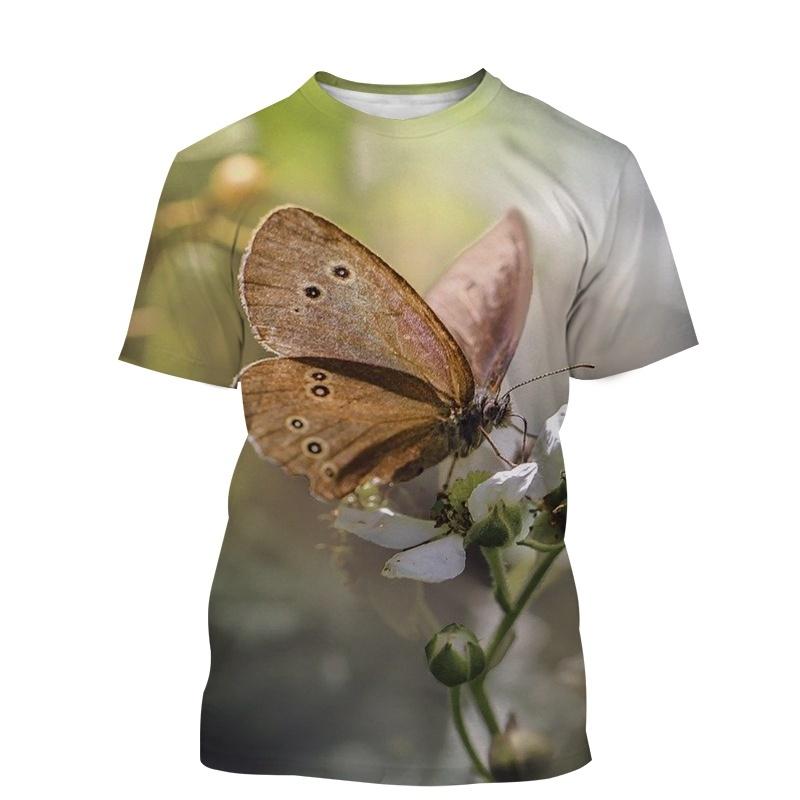 T-shirt da uomo con stampa 3D di farfalle Moda Casual T-shirt con insetti Estive Manica Corta Harajuku Street Personalità Tendenze Top