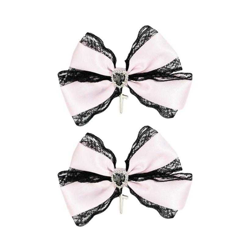 

Heart Crosses Lace Hair Clip Fashionable Women s Hairpin Versatiles Hairstyle Clip for Girls and Women рожевий