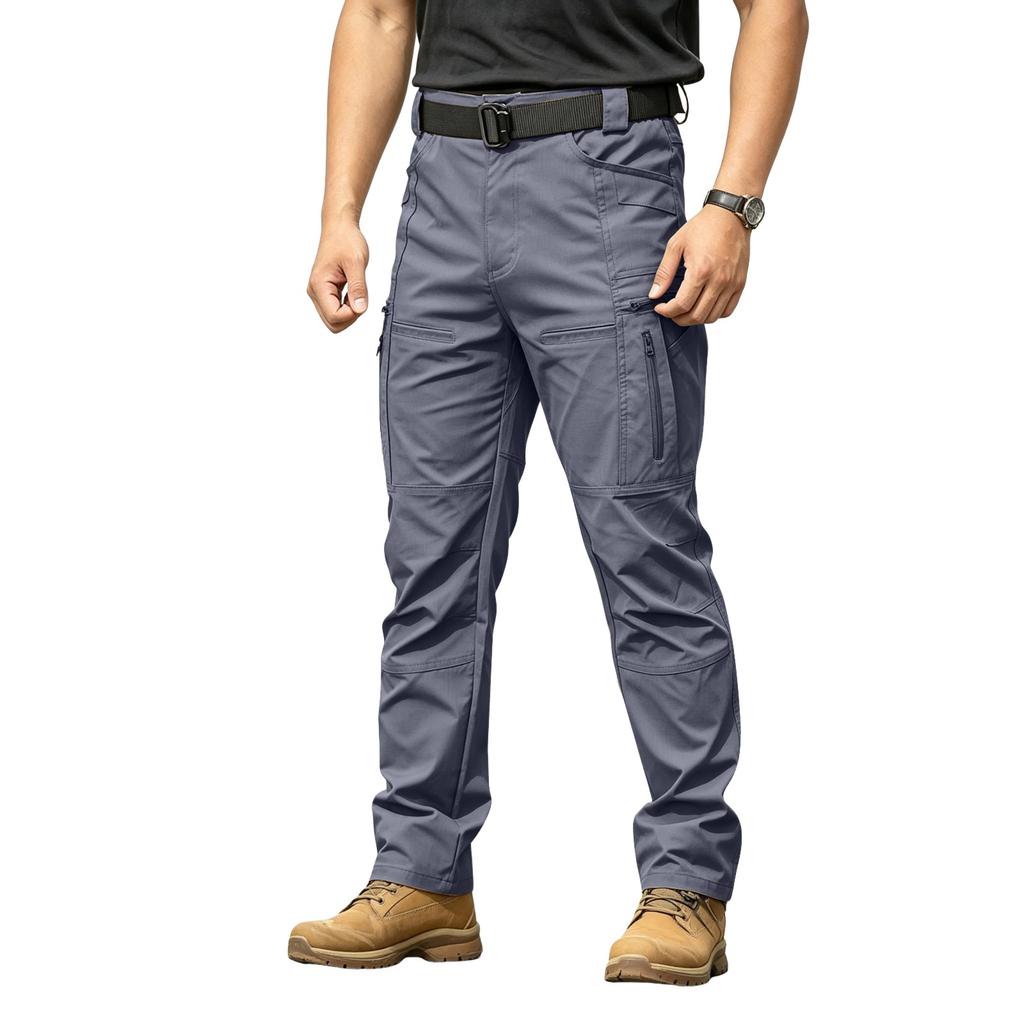 Men's Cargo Pants with Elastic Waist & Button Closure, 10 Pockets, Breathable for Outdoor Work