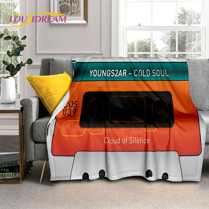 Padrão de Fita Cassete de Música Retrô Manta 3D, Manta Macia para Casa Quarto Cama Sofá Piquenique Viagem Escritório Cobertura Manta Criança