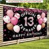 Sfondo 2D Nero per il 13° Compleanno per Ragazze Sfondo Ufficiale per Fotografia di Adolescenti