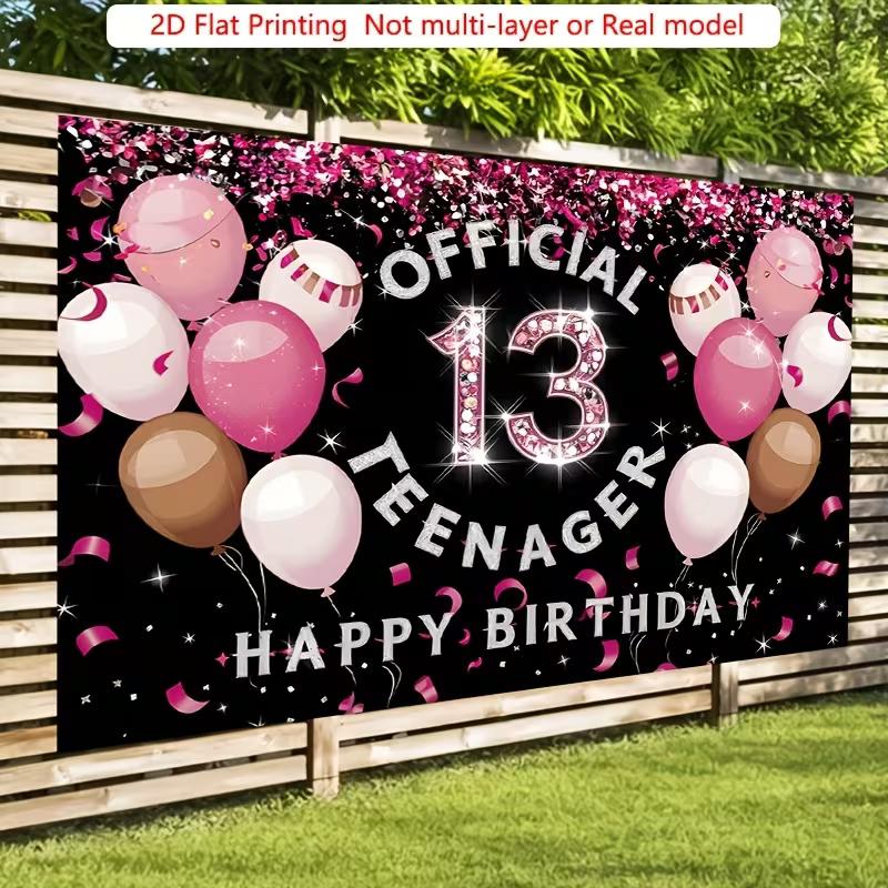 Sfondo 2D Nero per il 13° Compleanno per Ragazze Sfondo Ufficiale per Fotografia di Adolescenti