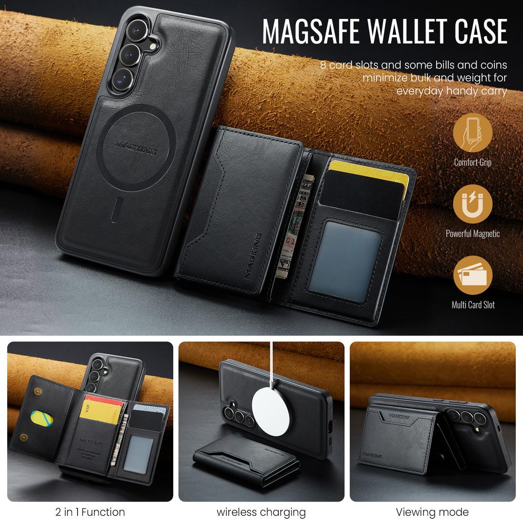 MAGKING K2 Series For Samsung Galaxy S26 / S26 Pro Magnetic Case PC + TPU + PU Phone Cover with RFID Blocking Wallet