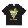 Men Women Streetwear Short Sleeve T-Shirt With Geometric Letter Print Loose Fit Cotton Tee Casual