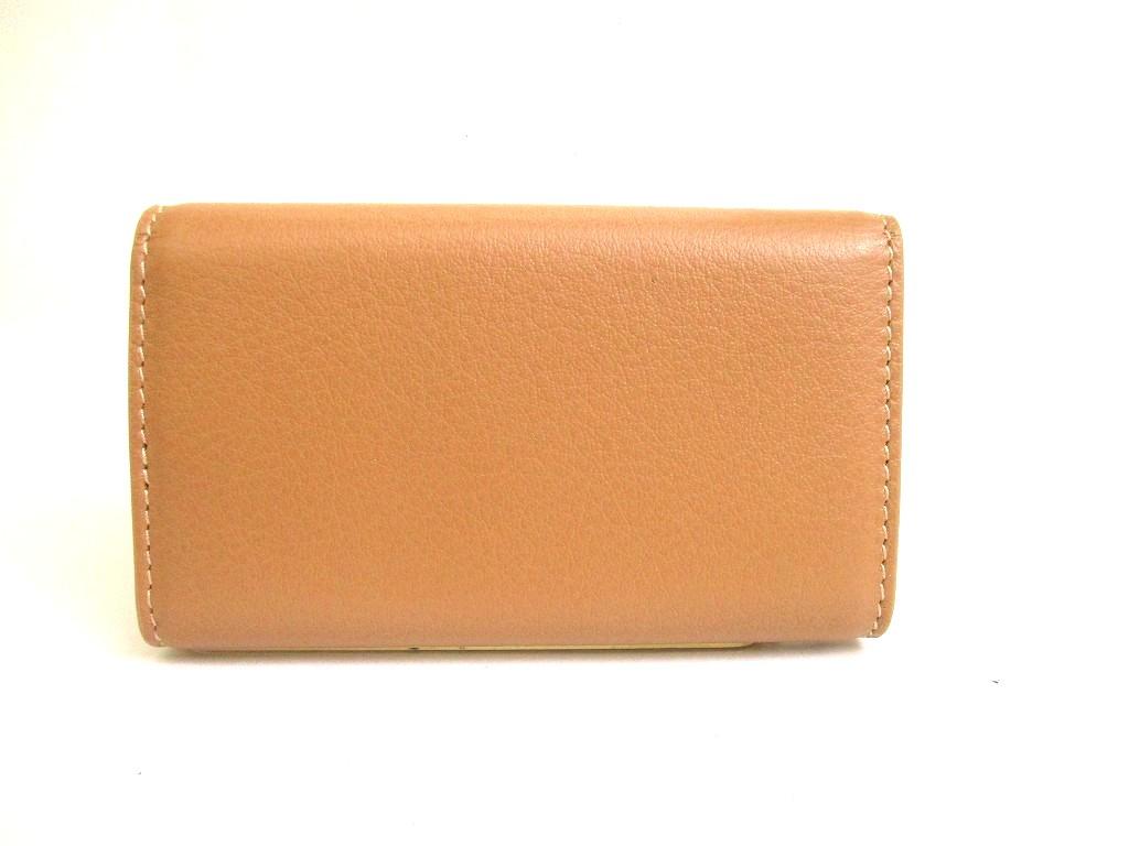 Authentic BALENCIAGA Paper Beige Leather Silver H/W 6 Pics Key Chain #b046 Open box