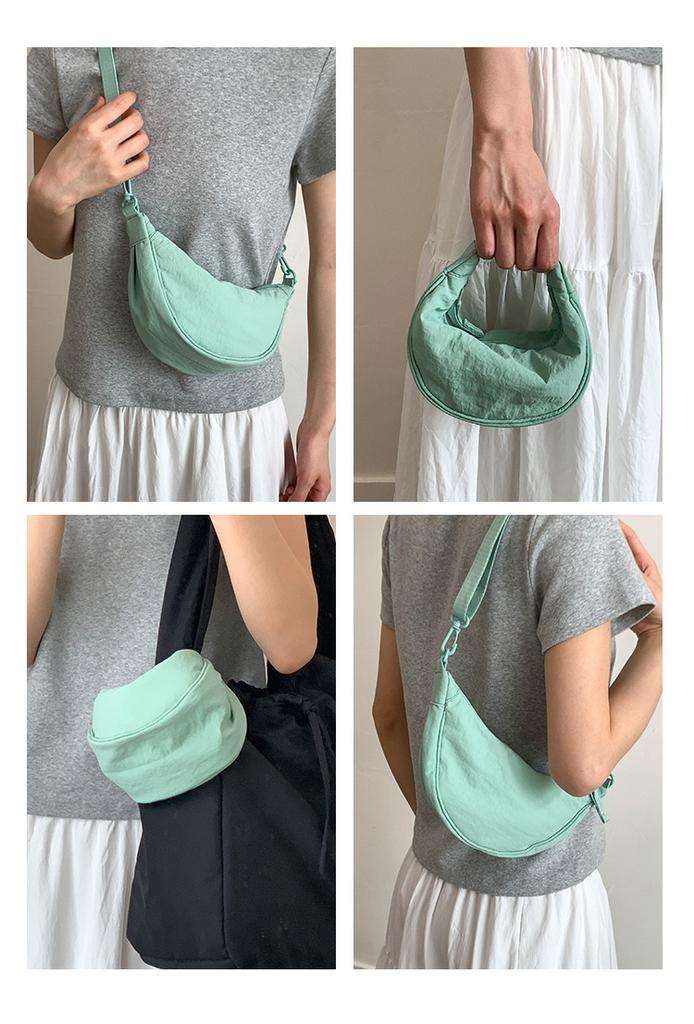Small Dumpling Bag for Women Solid Color Nyl Hobos Messenger Bags Simple Design Female Hook Clutch Purse Shoulder Bag Handbag