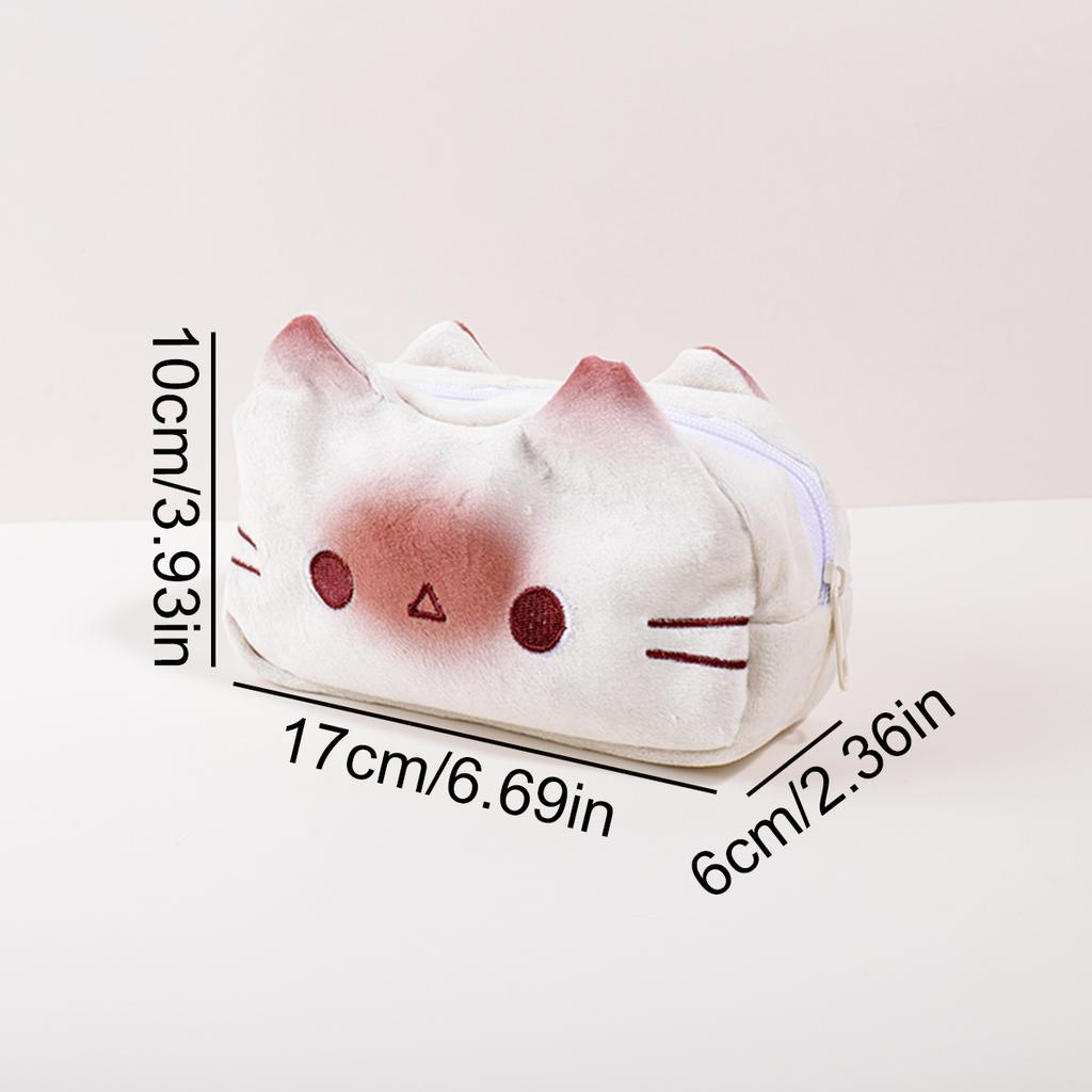 Cute cat pencil case, creative and quirky stationery bag, portable storage bag, student desktop stationery storage bag