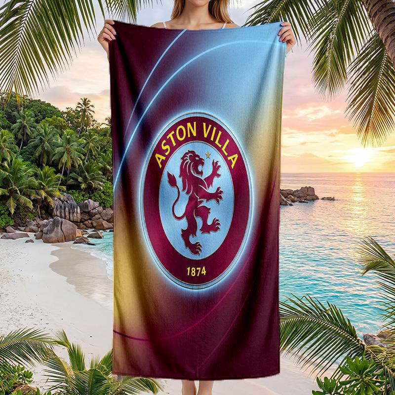 Aston Villa Football Beach Towel Soft Microfiber Summer Towel Quick Dry Absorbent Towel for Beach Swimming Pool Travel