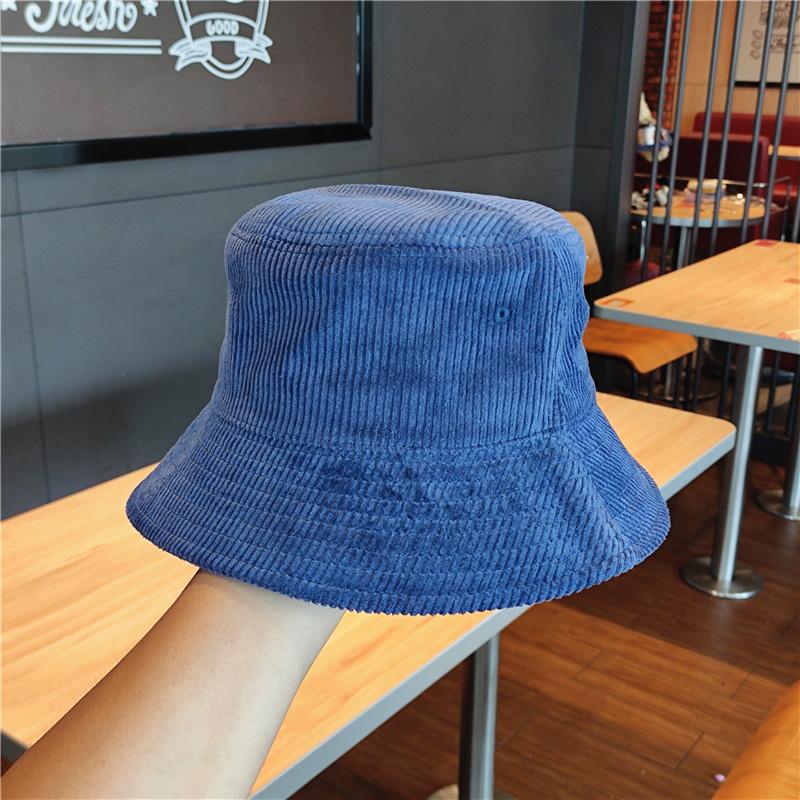 Chapeau Bob Pour Femmes Hommes Automne Hiver Velours Côtelé Garder au Chaud Uni Casquette de Pêcheur Rue Hip Hop Pare-soleil Site Officiel Nouveau (blue,54-58cm) bleu