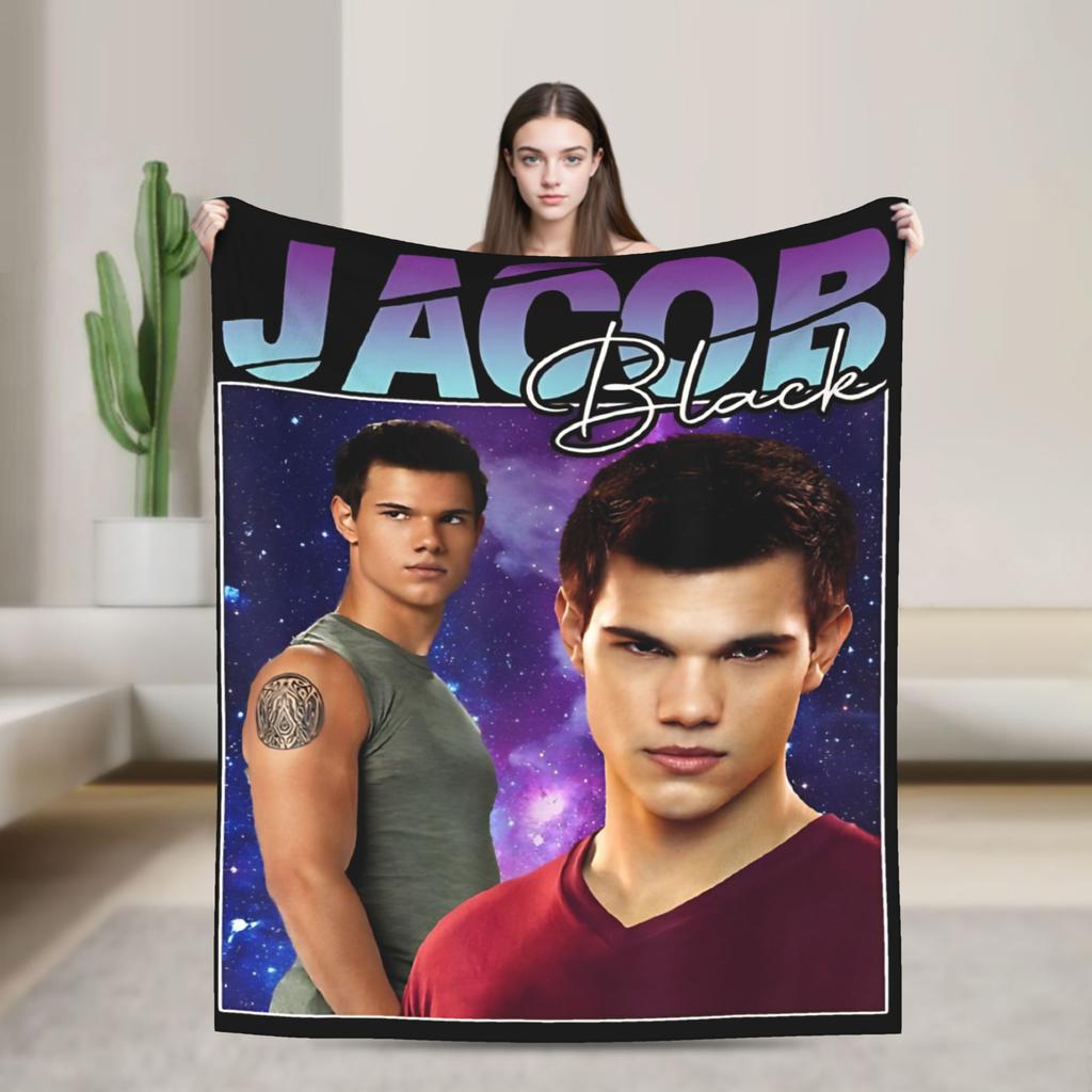 Twilight Jacob Black Cozy Blankets Novelty Travel Car Throw Blanket Home Decor Flannel Bedspread Sofa Bed Cover