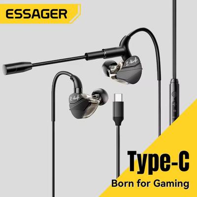 Essager Casque intra-auriculaire USB Type C Écouteurs filaires Pour iPhone 16 Samsung Android HiFi Basse Stéréo Jeux Avec Micro Casque 3,5 MM