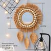 Ins Nordic Round Wall Mirrors Boho Macrame Decorative Hanging Mirror Living Room Bedroom Home Decoration Handmade Tapestry Gift