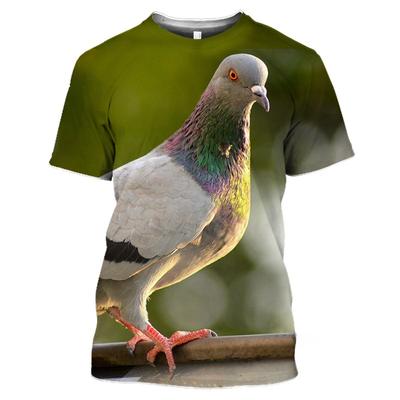 Nuove Magliette Estive con Stampa 3D Motivo Piccione Selvatico Uomo Hip Hop Girocollo Manica Corta Oversize Harajuku T-Shirt Top