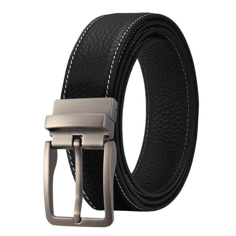

Ремень из коровьей кожи первого слоя, мужской двусторонний вращающийся кожаный ремень с пряжкой, деловой подарочный ремень с принтом Support customized logo
