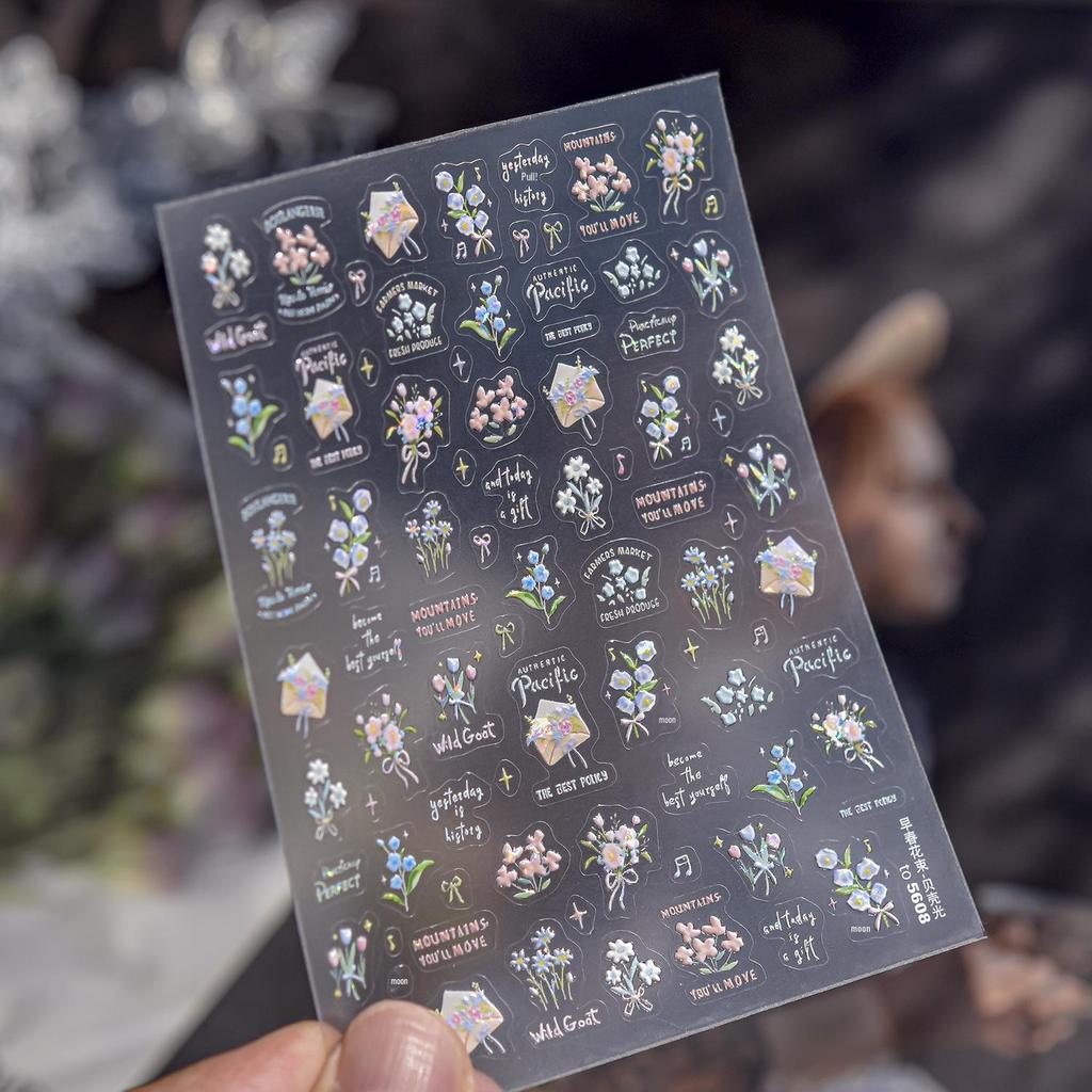 Tomoni Shell Light Nail Stickers: Popular, Fresh Style Early Spring Floral Decoration