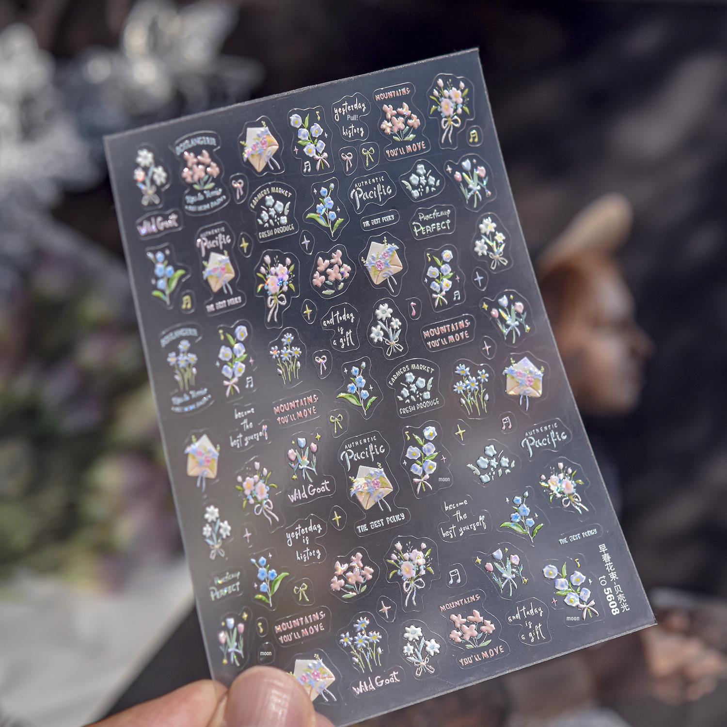 

Tomoni Shell Light Nail Stickers: Popular, Fresh Style Early Spring Floral Decoration