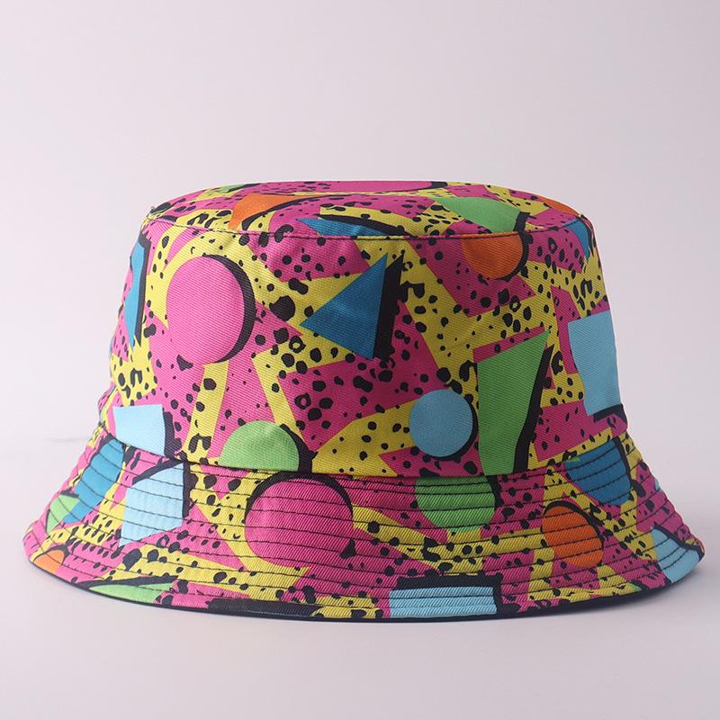 Digital printing small edge bucket hat spring and summer double-sided can wear outdoor sunshade basin hat spot