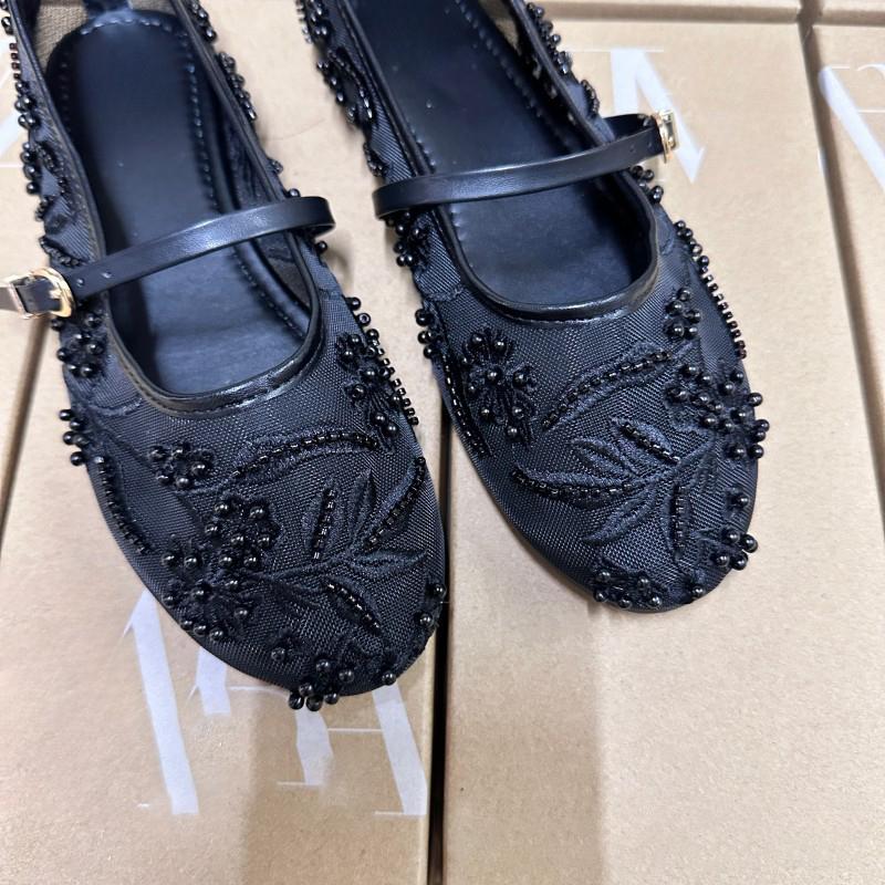 Women's Ballet Flats Ballerina Shoes Summer Mary Jane Comfortable Embroidered Mesh Buckle Strap Elegant