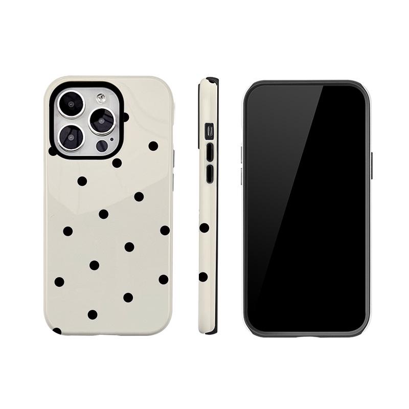 Polka Dot Phone Case, Compatible with Apple 14/15Pro Max/16, Two-in-One Design