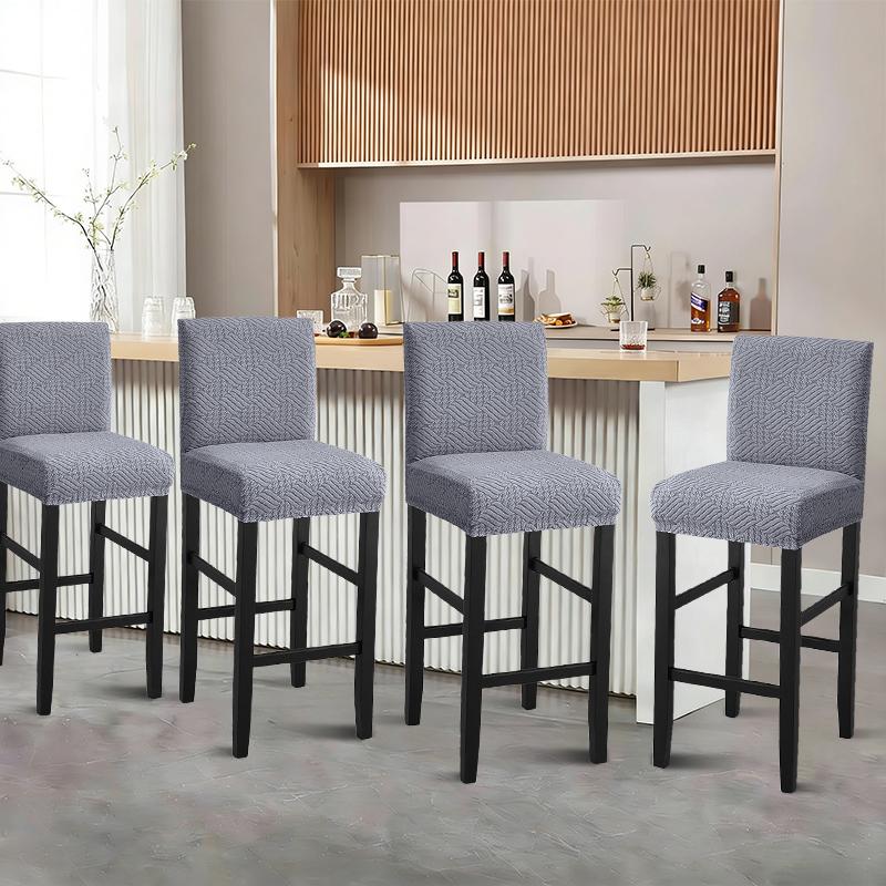 Jacquard Bar Chair Cover Short Back Scandinavian Stool Seat Covers Slipcovers Hotel Dining Small Size Solid Color Chair Case 1pc