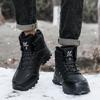 High-top Boots Men Comfortable Casual Anti-slip Breathable Warm Combat Boots Men Durable Plush Soft Outdoor Hiking Shoes Men