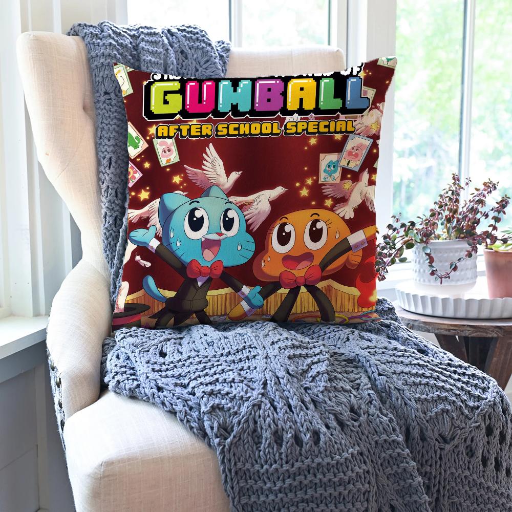 Cartoon The A-Amazing GumbalPillow Case Square Pillow Bedroom Sofa Leisure Comfort Cushion Car Living Room Home Decoration 40X40