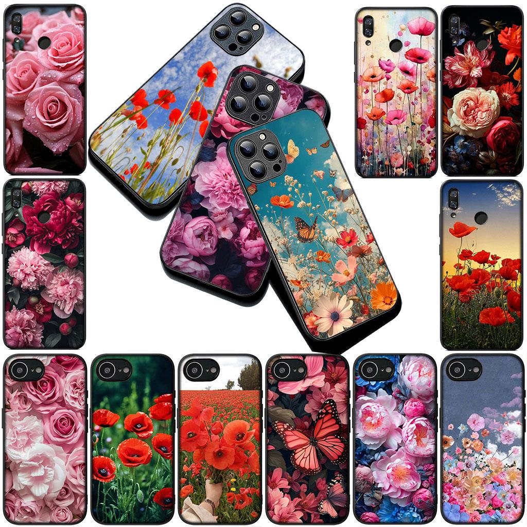 Poppy Flower Bloom Fashion Phone Cover for Motorola Moto G55 G45 G75 G85 G13 Edge 50 30 Fusion 40 NEO Ultra Pro Soft Case