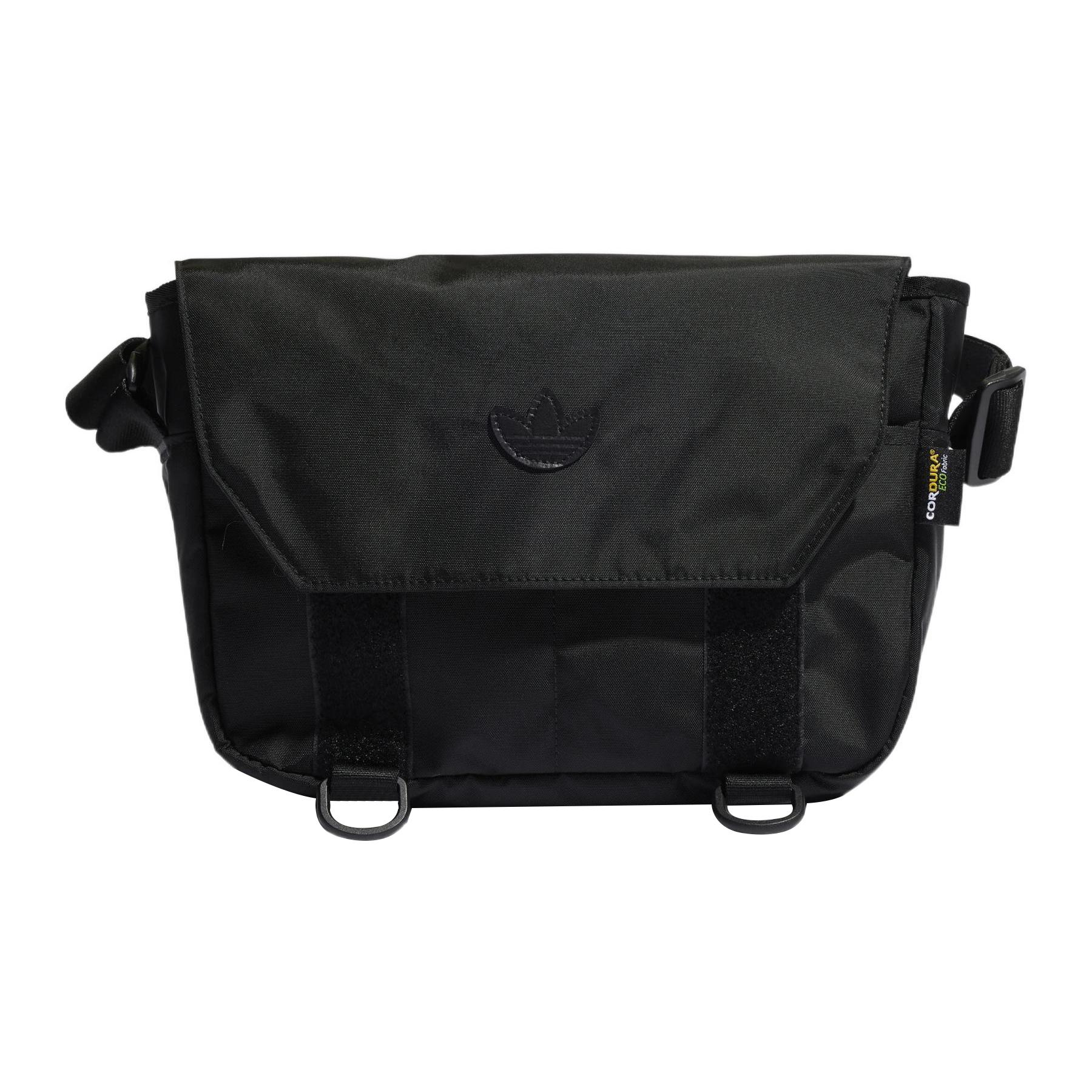 Adidas Originals Trefoil Textile, Nylon Messenger Bag, Shoulder Bag, Crossbody Bag Small Unisex Pure Black Pure Black