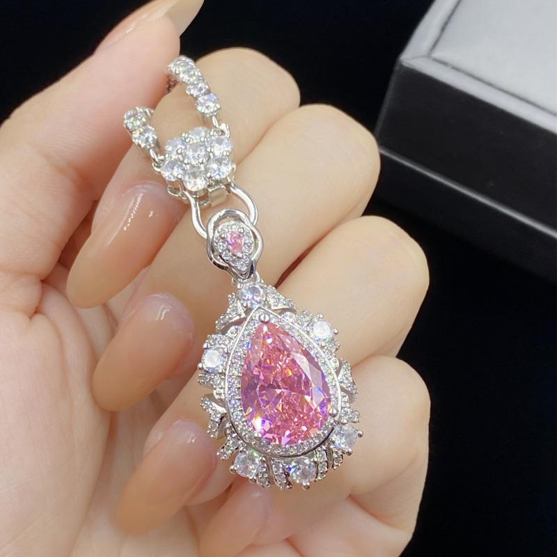 

BELLA BOX Серьги-подвески с открытой петлей из розового циркония с ажурным дном и каплевидной формой для женщин No.1 розовый