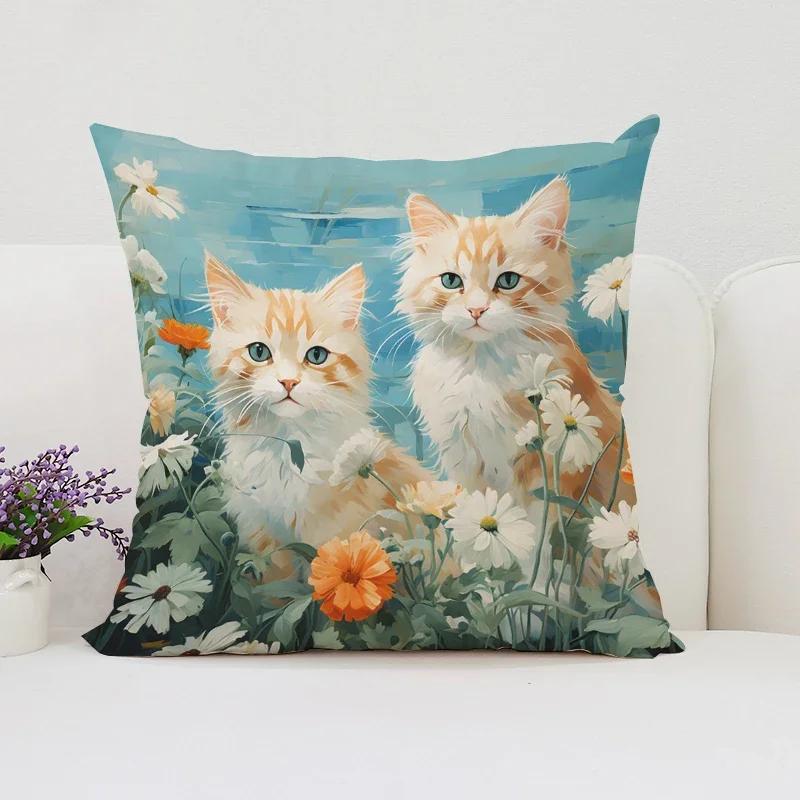 

Милые мультяшные наволочки с котами для декоративных подушек, домашний декор, наволочка x наволочки, декоративные наволочки для кроватных подушек 12x12in 30x30cm