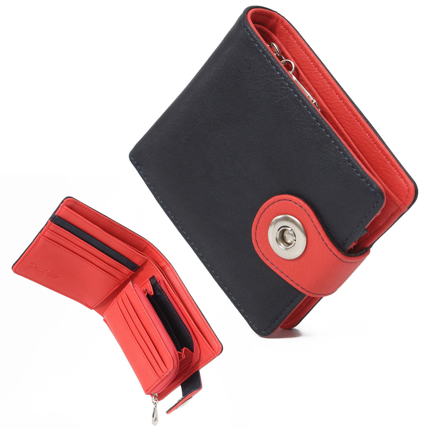 

Кошелек дневного света с клапаном на кнопке, бифолд, мужской/женский, dl-1035, темно-синий/красный