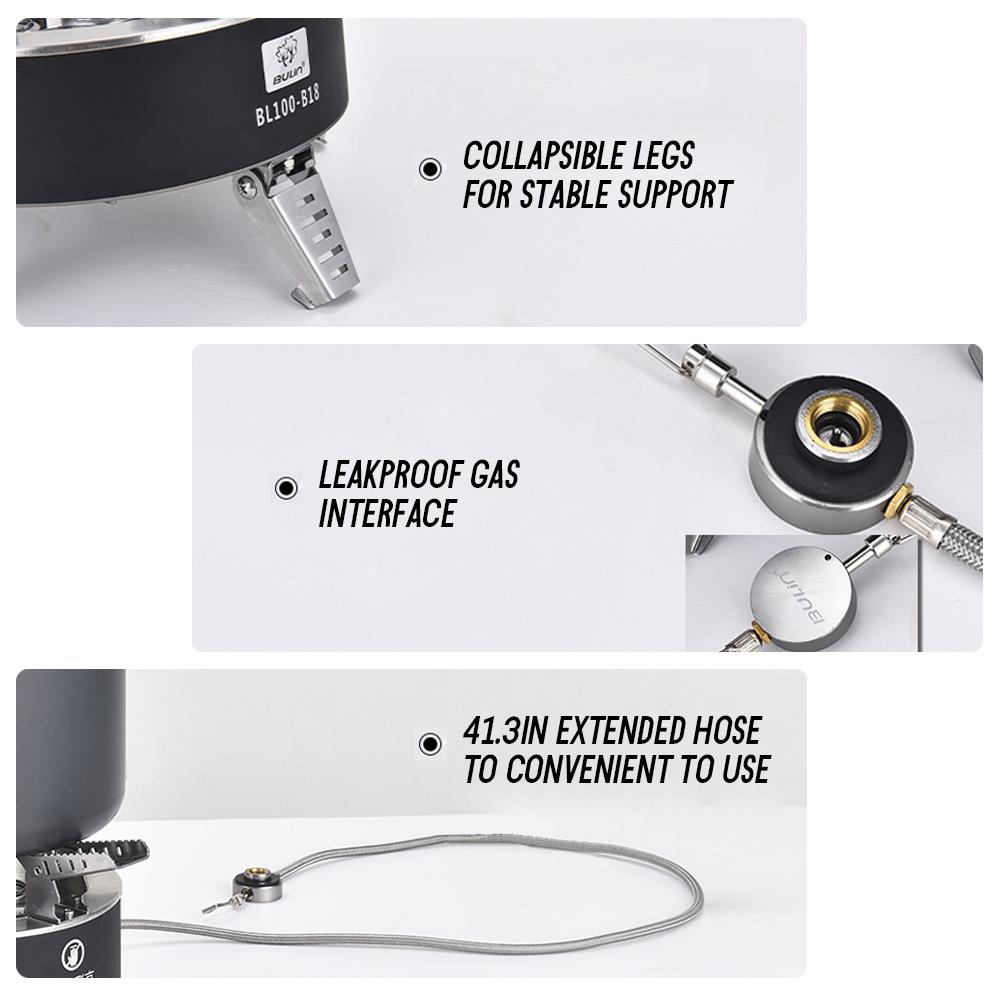 18000 W Hochleistungs-Campingkocher mit Piezo-Zündung, winddicht, siebenkerniger Gaskocher, faltbar