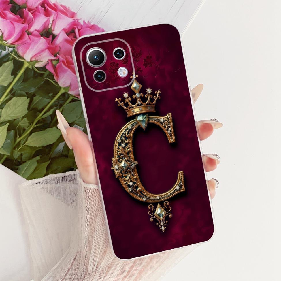 Clear For Xiaomi Mi 11 Lite Cover For Xiaomi Mi 11 Lite 5G Case Luxury Letters Crown 2D Painted Casing For Xiaomi 11 Lite 5G NE