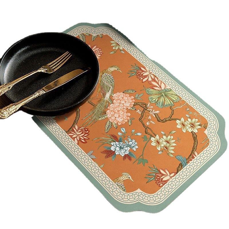 Classical Style Diatom Mud Absorbent Mat Tea Table Insulated Coaster Home Restaurant Kitchen Drain Mat